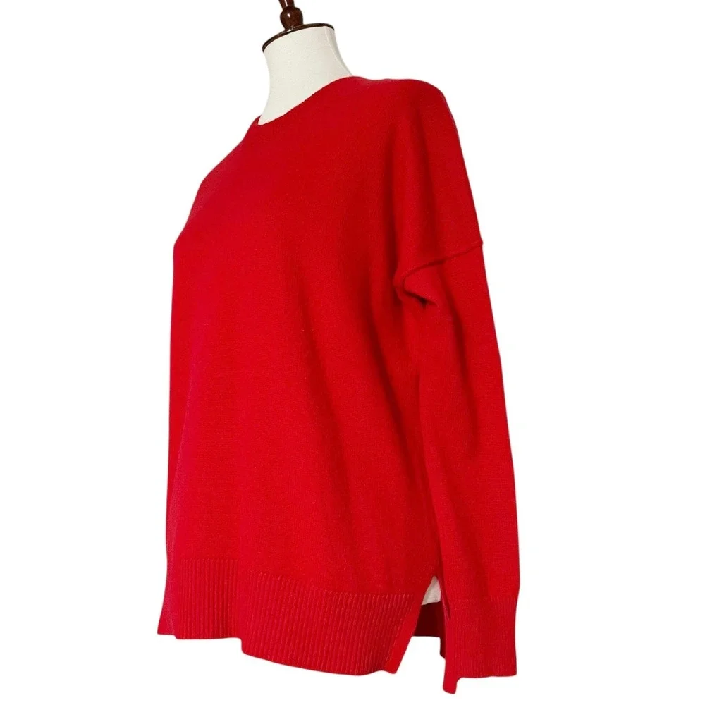 Athleta Perspective Red Wool Cashmere‎ Crew Neck Long Sleeve Relaxed Fit Sweater